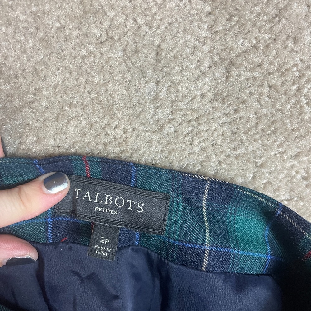 Talbots Hampshire Trouser Pants Petite Womens 2P Green/Blue Tartan‎ Plaid Wool - Picture 10 of 12